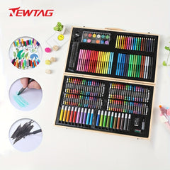 180-Piece Wooden Box Painting Set Watercolor Pen Art Kit