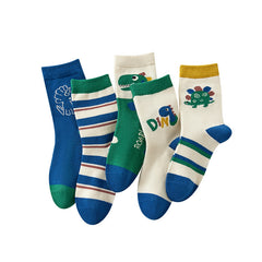 5pairs Boy Skids Dinosaur Pattern Socks, Comfy Anti-odor Students Socks