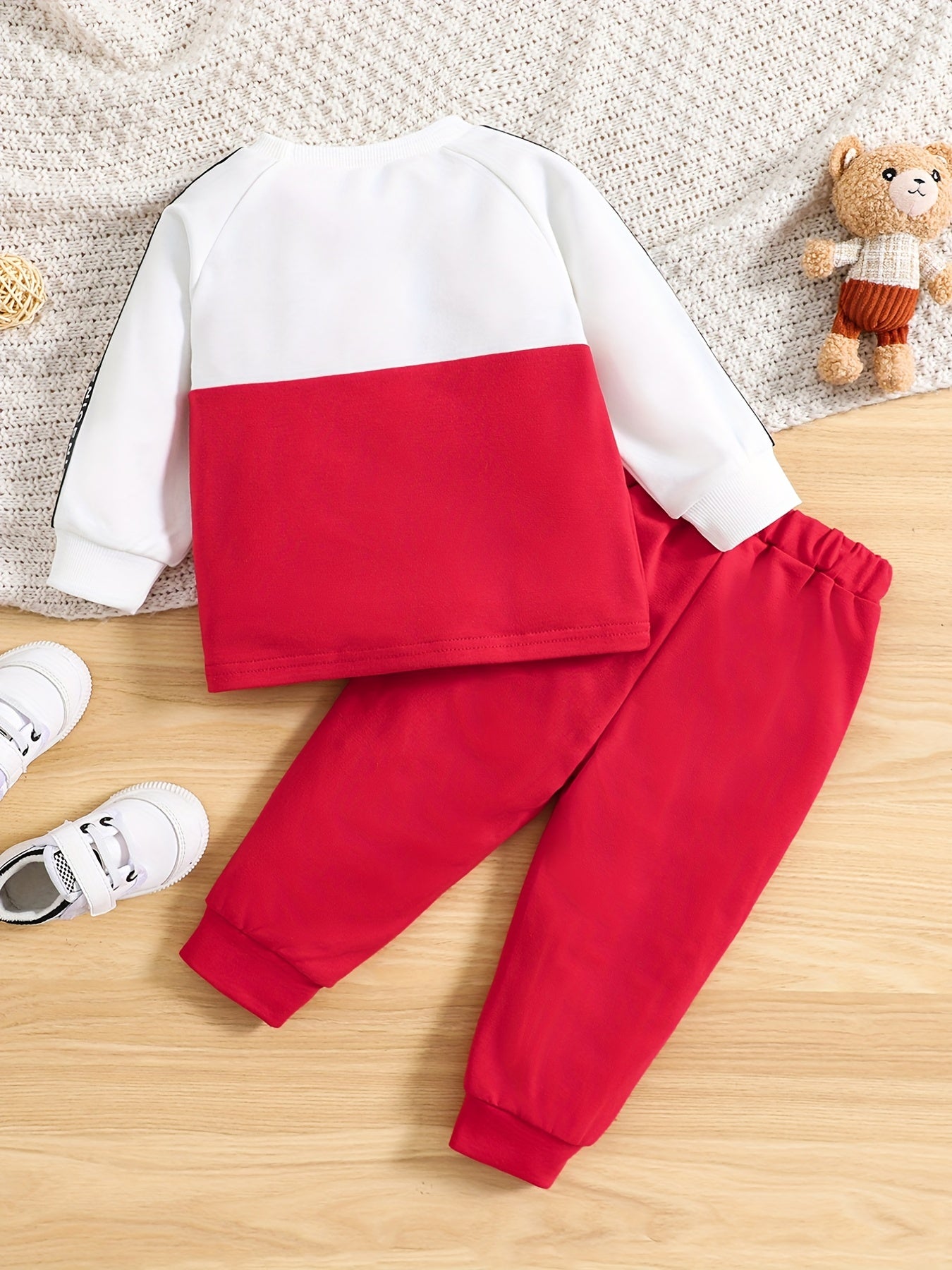Baby Long Sleeve Sweatshirt Trousers Set Letter Block Stylish Outfit
