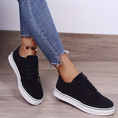 Women's Non Slip Lace Up Flat Sneakers Daily Outdoor Shoes
