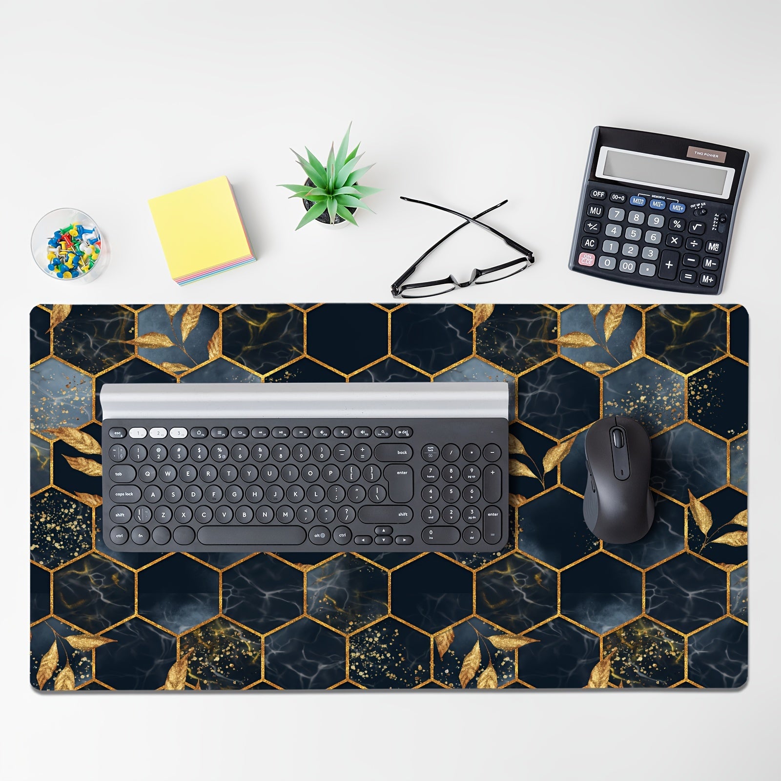 Non slip PU Leather Mouse Pad Desk Mat Three Dimensional Golden Mousepad