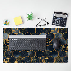 Non slip PU Leather Mouse Pad Desk Mat Three Dimensional Golden Mousepad