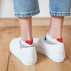 5 Pairs Heart & Striped Print Ankle Socks for Women