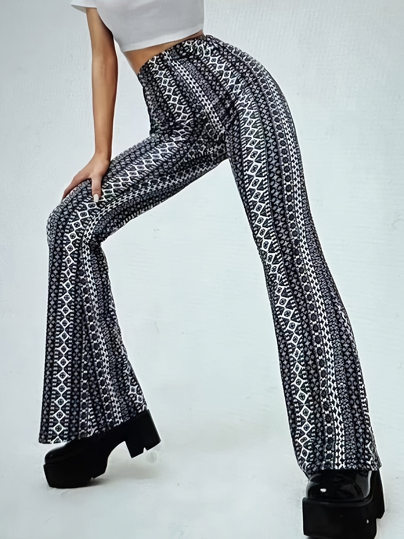 Y2K Printed High Waist Pants Casual Spring & Fall Women's Clothing
