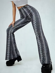 Y2K Printed High Waist Pants Casual Spring & Fall Women's Clothing