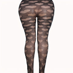 Sexy Rhinestone Heart High Waist Footed Tights