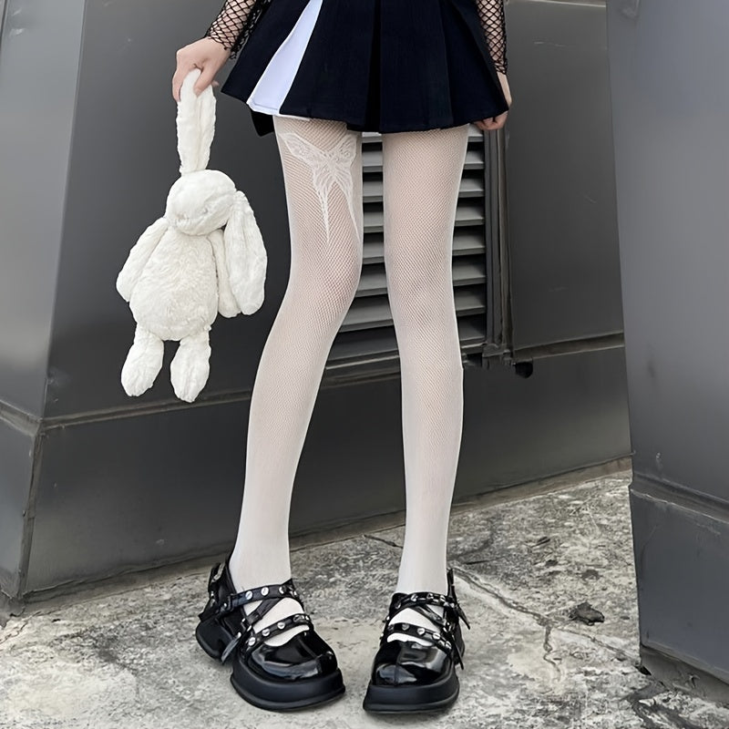 Butterfly Pattern Fishnet Tights High Waist Pantyhose