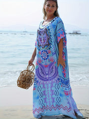 Boho Cover Up Women's Plus Geo Print Kaftan