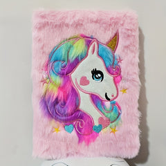 Unicorn Fluffy Notebook 160 Pages Writing Drawing Girls