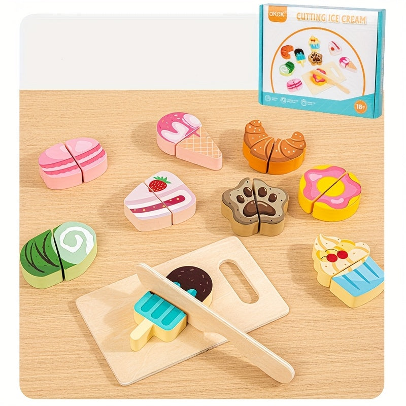 11pcs Wooden Play Food Set for Kitchen Play