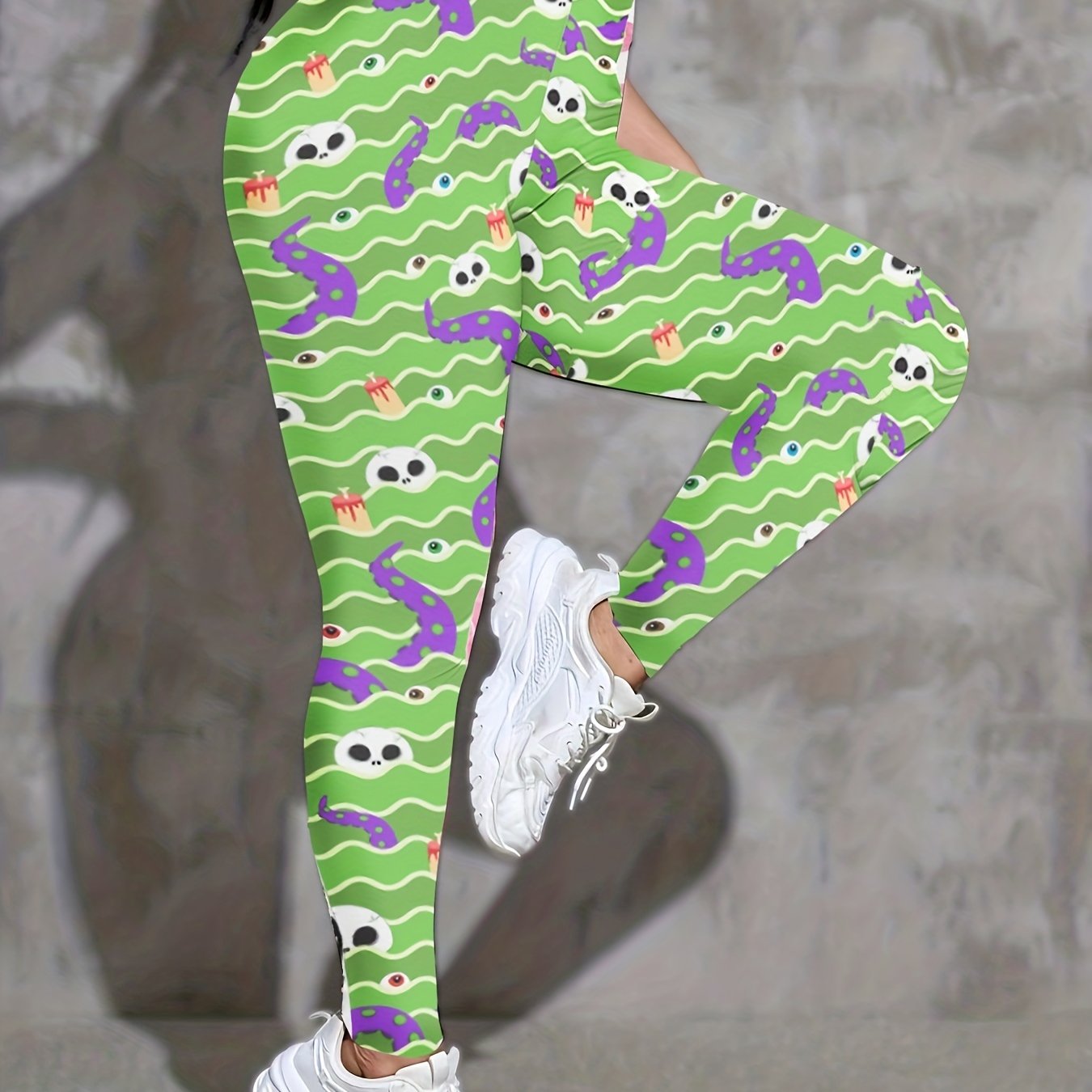 Halloween Skull Leggings High Rise Stretch Yoga Pants
