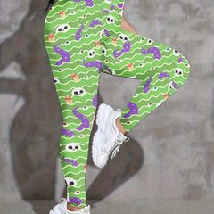 Halloween Skull Leggings High Rise Stretch Yoga Pants