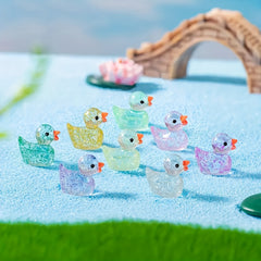 Glitter Mini Resin Yellow Duck Beads 12 Colors DIY Jewelry Crafts Ornaments