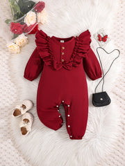 Baby Girls Ruffle Long Sleeve Romper Newborn Jumpsuit