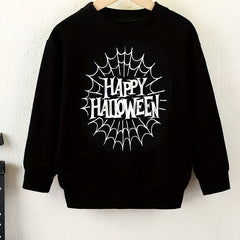 HAPPY HALLOWEEN Letter Print Sweatshirt For Boys