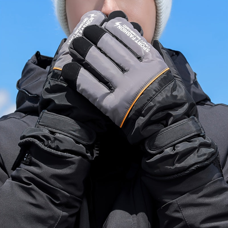 Men's Warm Waterproof Fleece Gloves for Outdoor Activities