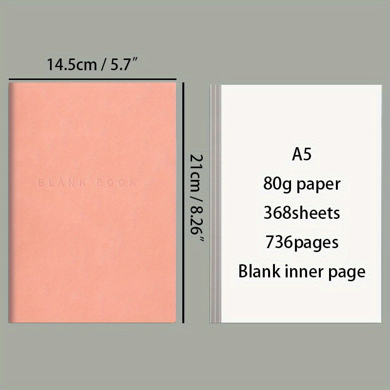 A5 Leather Hardcover Sketch Book 736 Pages