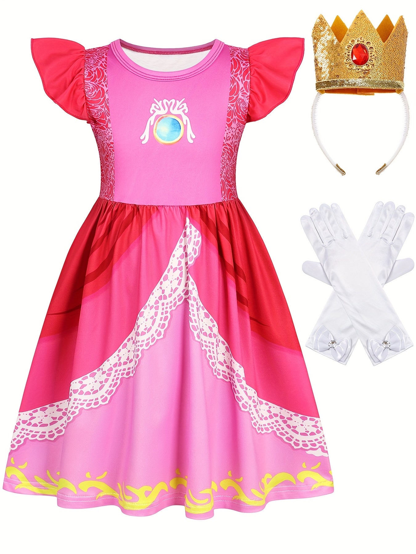 Kids Halloween Cosplay Girls Pink Dress Up Costume