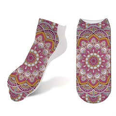 Floral Print Crew Short Socks Women's Stockings
