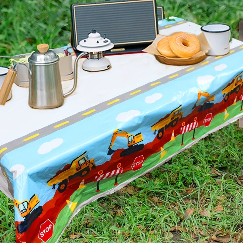 Construction Theme Birthday Party Tablecloth Waterproof