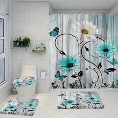 Daisy Style Bathroom Shower Curtain Set with 12 Hooks