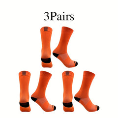 3 Pairs Mid Calf Sports Socks Breathable Sweat Absorbing