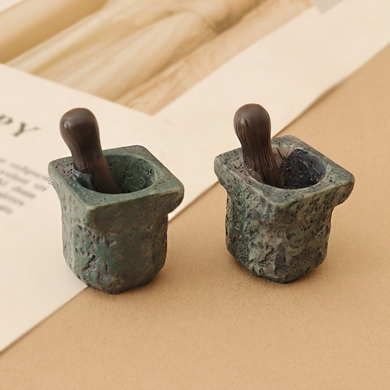 Grey Mini Pots for Micro Landscape Simulation Retro Ornament Decor