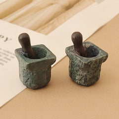 Grey Mini Pots for Micro Landscape Simulation Retro Ornament Decor
