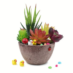 Set of 10 Duck Figurines for Outdoor Garden Decoration