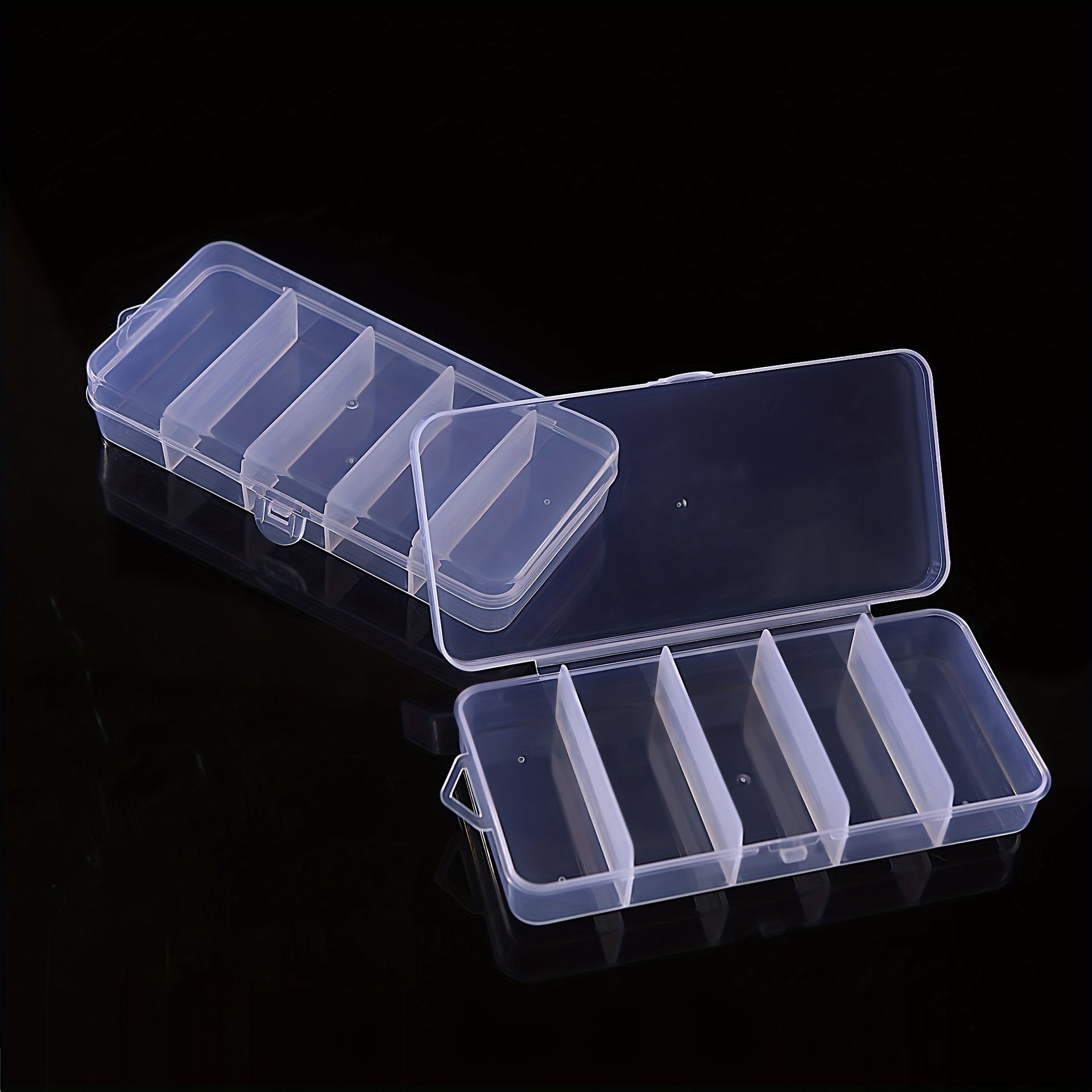 Rectangular Storage Box PP Plastic Transparent Box 5 Grid