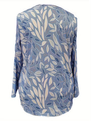Leaf Print Button Up Long Sleeve Cardigan