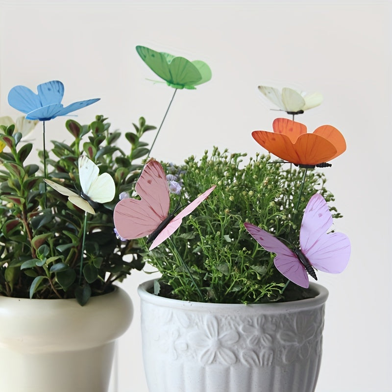 10pcs Butterfly Garden Stake Plastic Yard Sign - Garden Decor