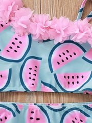 Watermelon Print Swinsuit Kid's Crop Top & Shorts