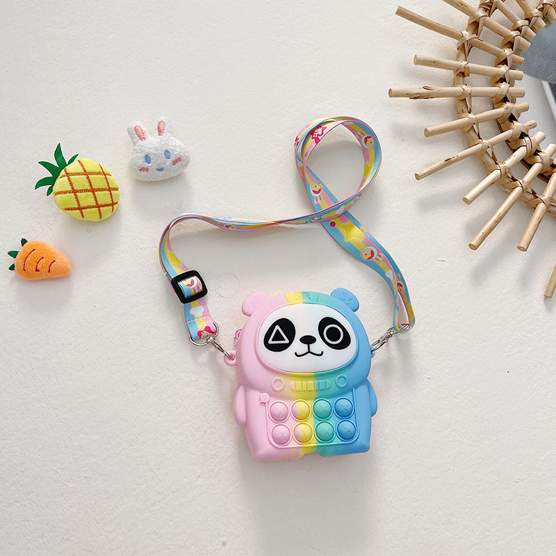 Cartoon Pattern Silicone Bubble Pop Crossbody Bag For Kids