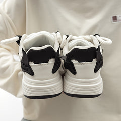 Women's Fish Bone Platform Skate Shoes Low Casual Walking Shoes