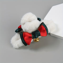 Christmas Plush Hair Clip Bell Bow Cherry Decor Knit Hair Clips Girls