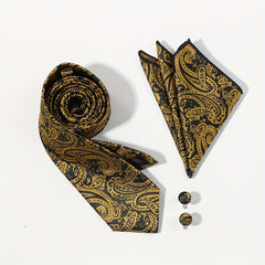 4pcs Golden Paisley Tie Set for Men Women