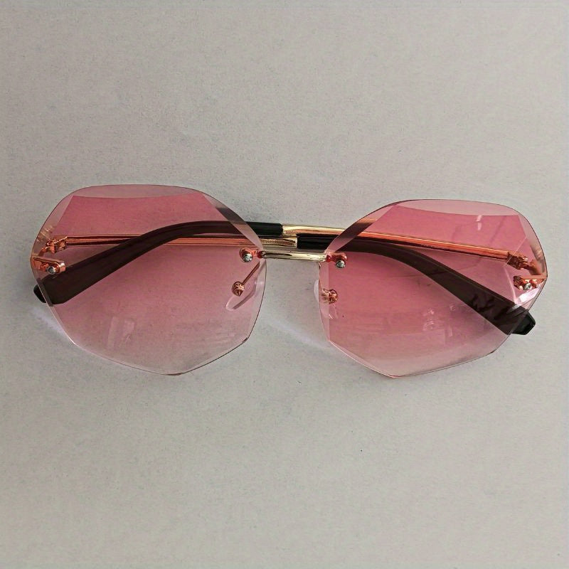 Large Rimless Sunglasses Gradient Metal UV400