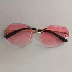 Large Rimless Sunglasses Gradient Metal UV400