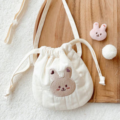 Animal Embroidery Drawstrings Bag Storage Crossbody Coin Purse Wallet