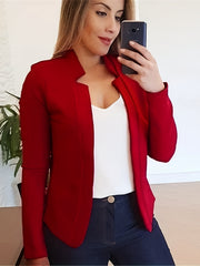 Solid Open Front Blazer Long Sleeve Work Office Outerwear
