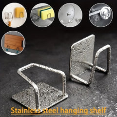 4pcs Stainless Steel Storage Hook Wall Mounted Rack Pot Lid Cutting