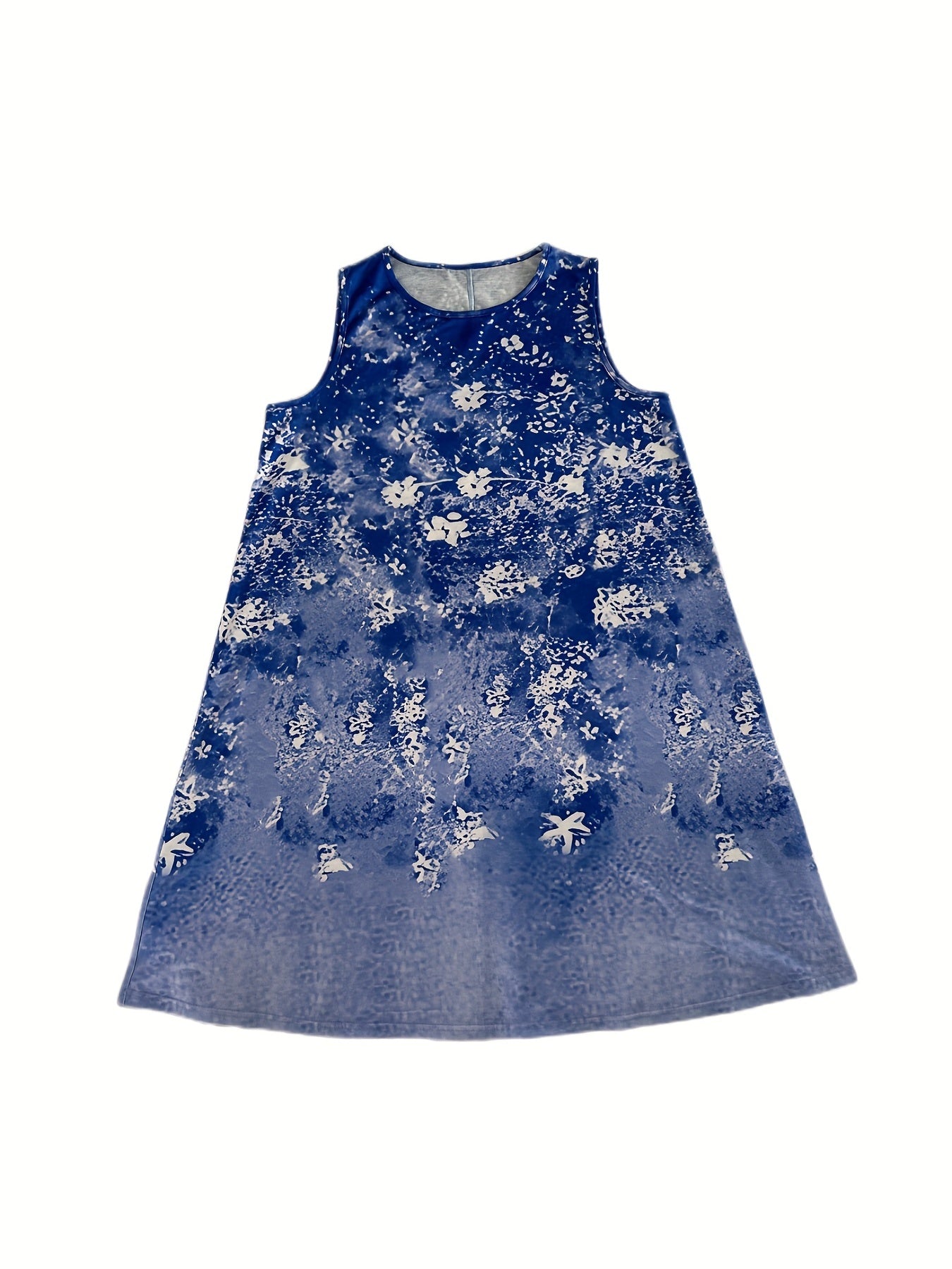 Tie Dye Floral Print Tank Dress Set with Long Sleeve Coat
