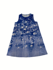 Tie Dye Floral Print Tank Dress Set with Long Sleeve Coat