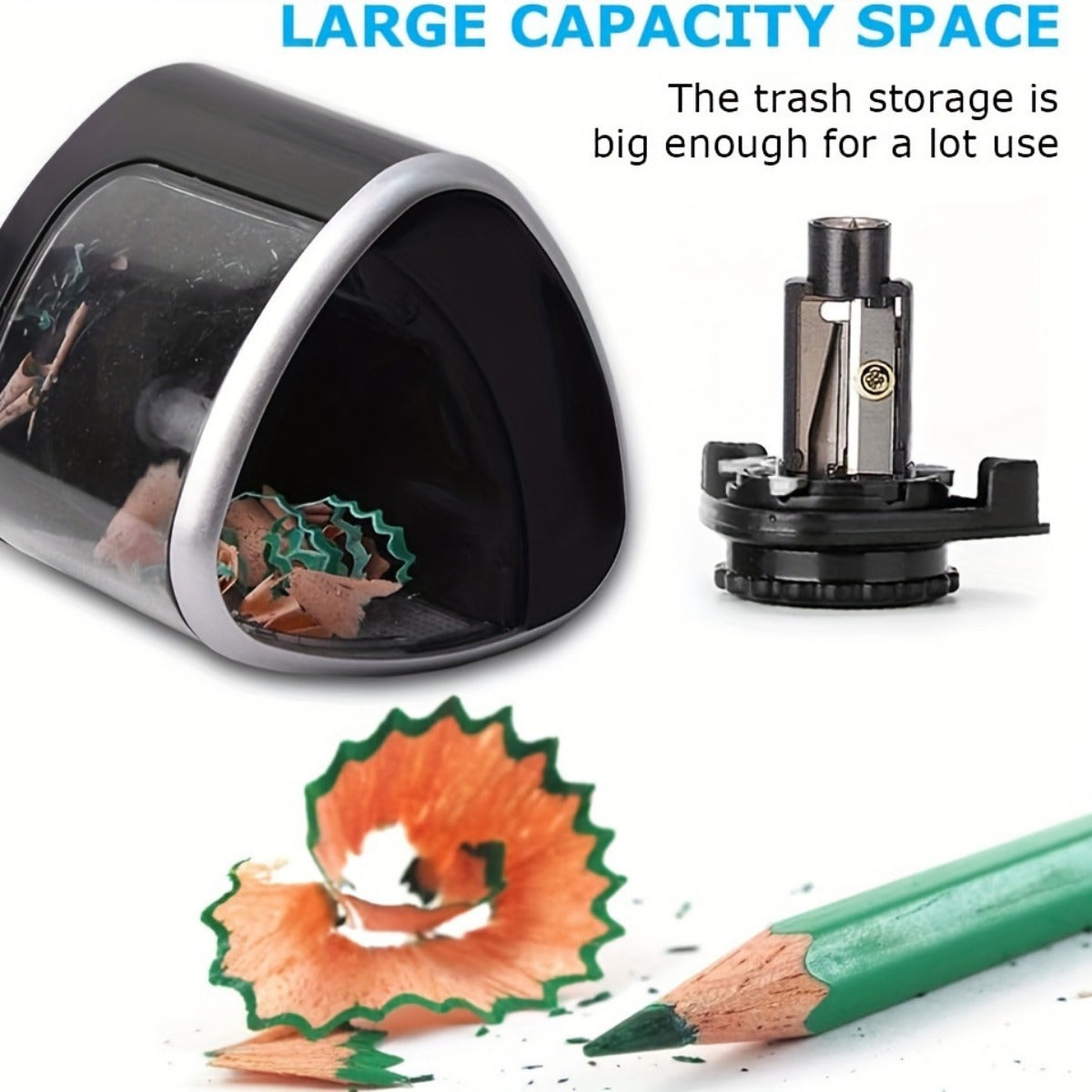 Electric Pencil Sharpener Auto Stop Safety Fast Sharpening AA Batteries