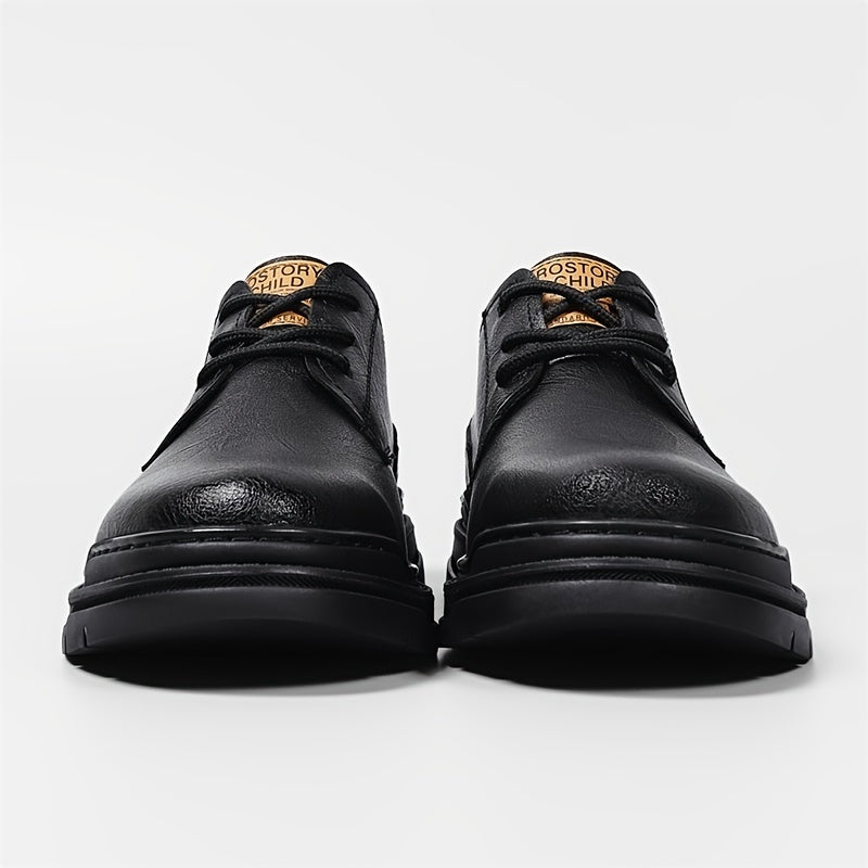 EXSHERO Men's Leather Round Toe Casual Dress Shoes