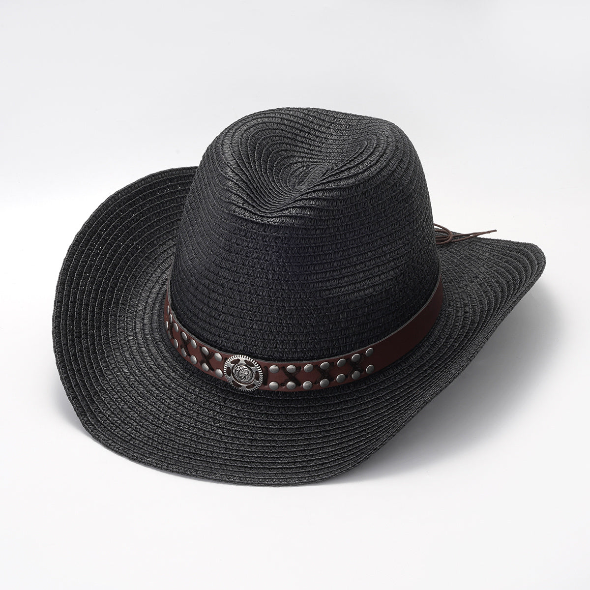 Straw Sun Visor Hat with Belt Decor for Women