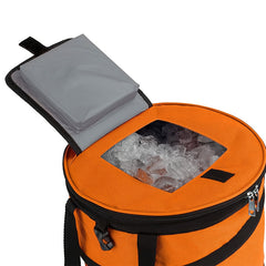 Portable Folding Ice Bucket Cooler Orange Polyester Insulated Picnic Bag