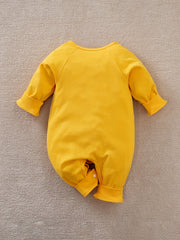 Baby Elephant Cartoon Graphic Long Sleeve Romper Jumpsuit