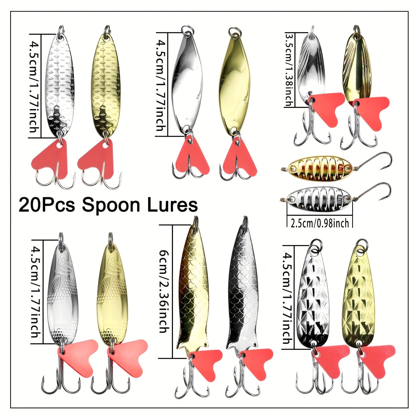 Metal Spoon Fishing Lures Kit - Spinner Baits With Box - Fishing Tackle